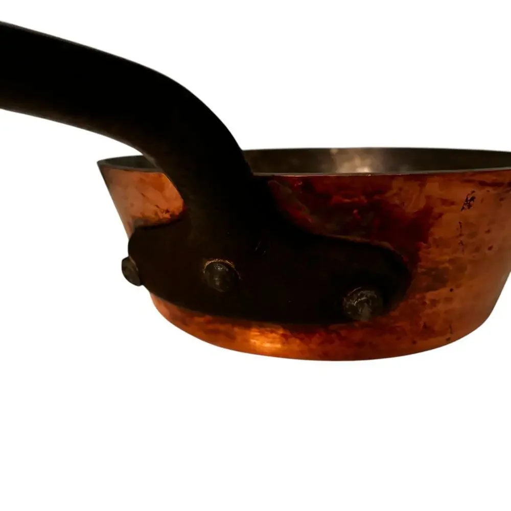 E Dehillerin Paris 7” Copper Fluted Sauce Pan Tin Interior Cast Iron Handle